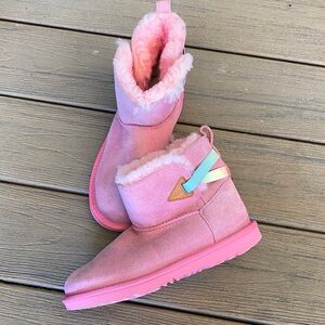 UGG Kids Pink Boots with Rainbow Detail